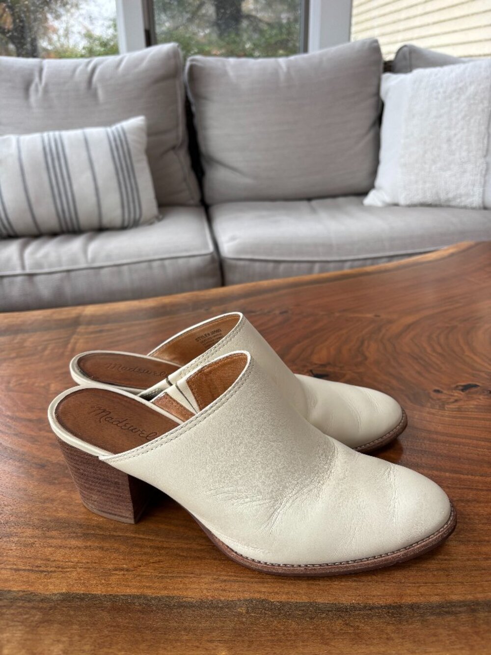 Madewell Size 9 Ivory Heeled Mules